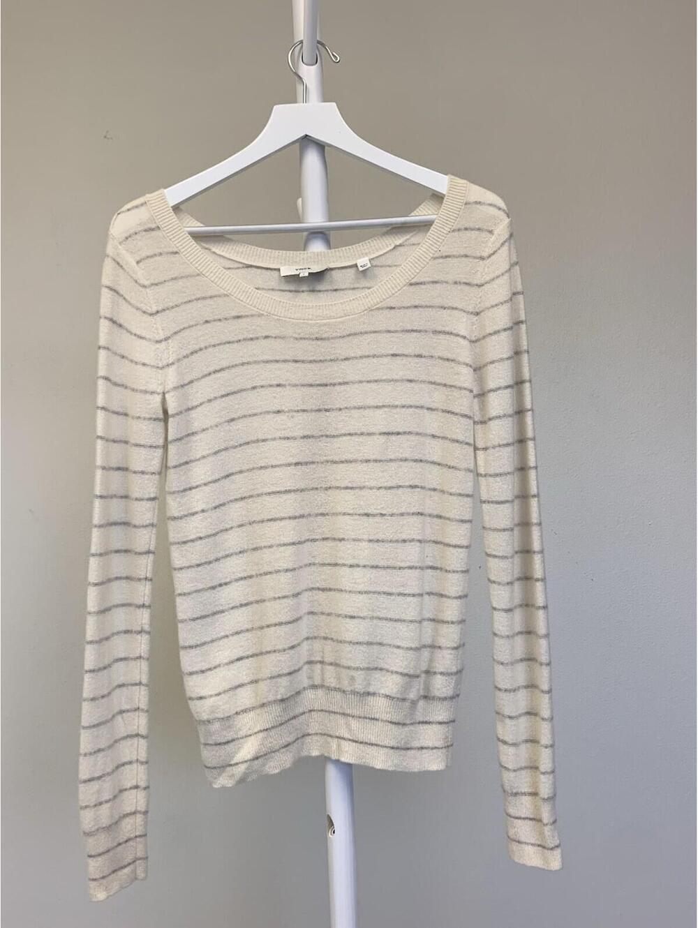 Vince 100% Cashmere women long sleeve Sweater  top Sz S White Striped